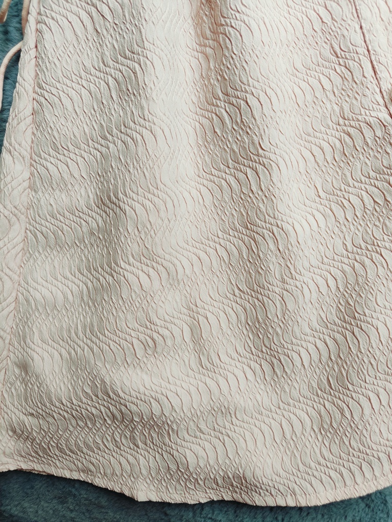 法式方领单排扣收腰连衣裙*Pink M