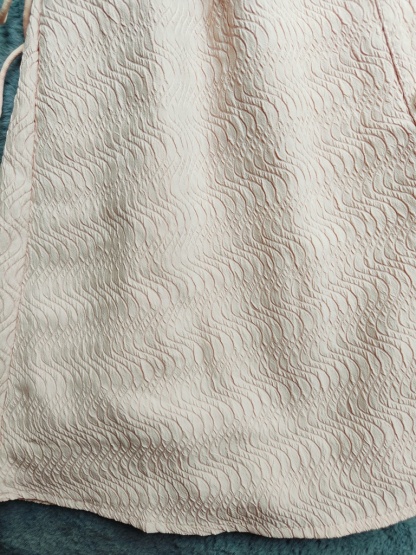 法式方领单排扣收腰连衣裙*Pink M