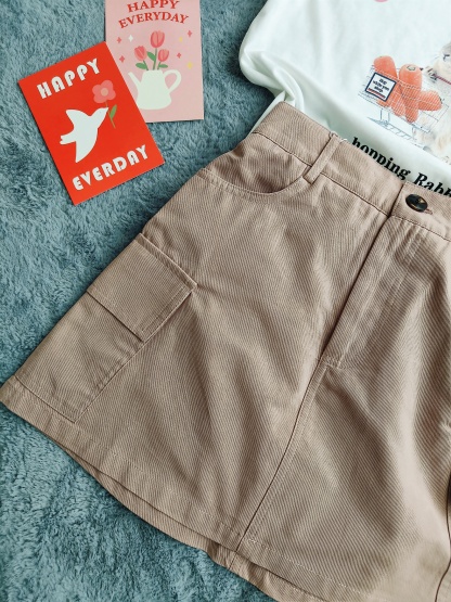 Clay Pink Cargo Skirt 藕粉工装裙*Size S