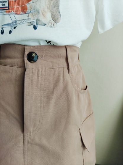 Clay Pink Cargo Skirt 藕粉工装裙*Size S
