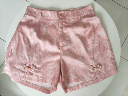 粉色花纹盘扣短裤*XL