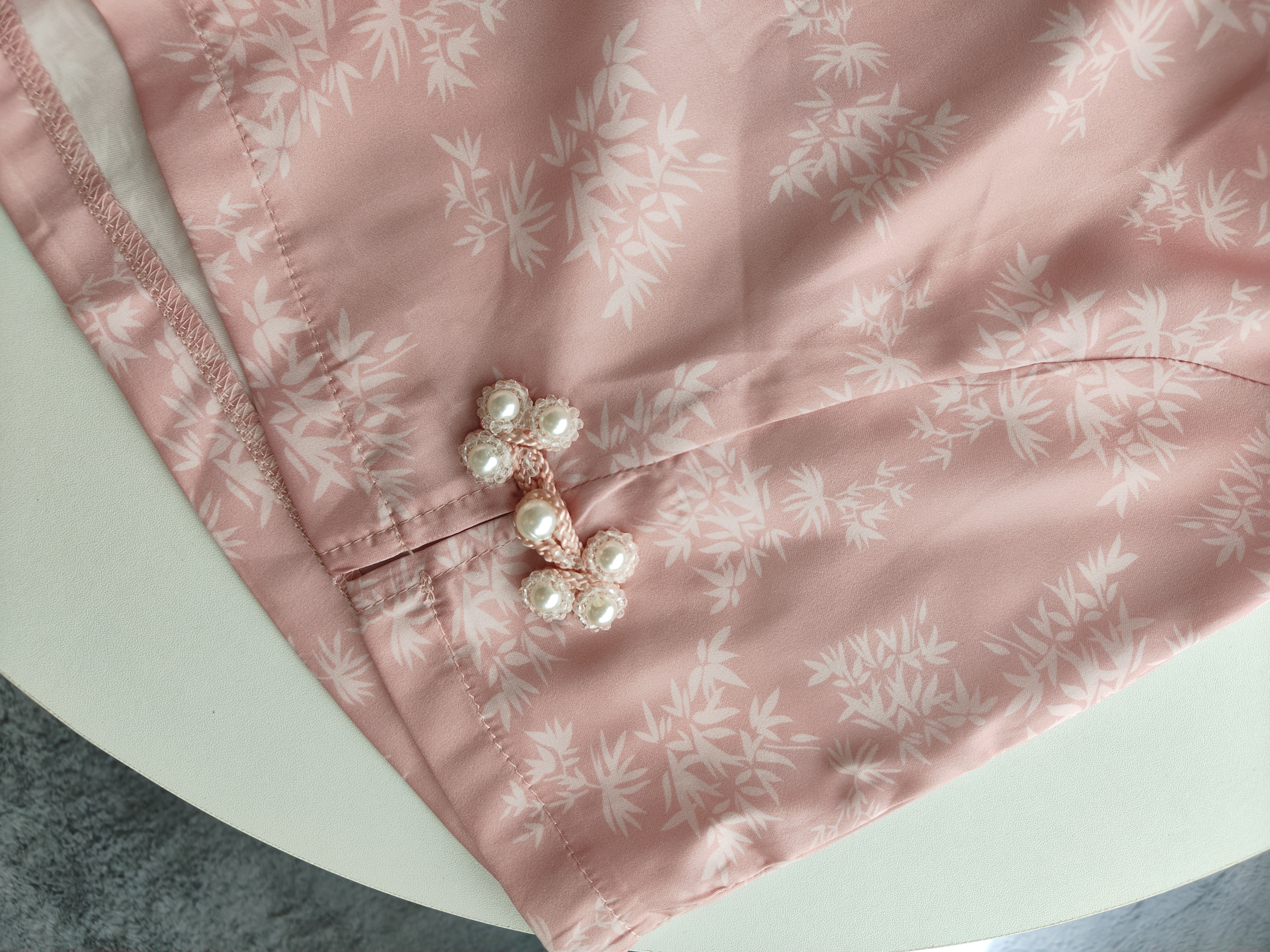 粉色花纹盘扣短裤*XL