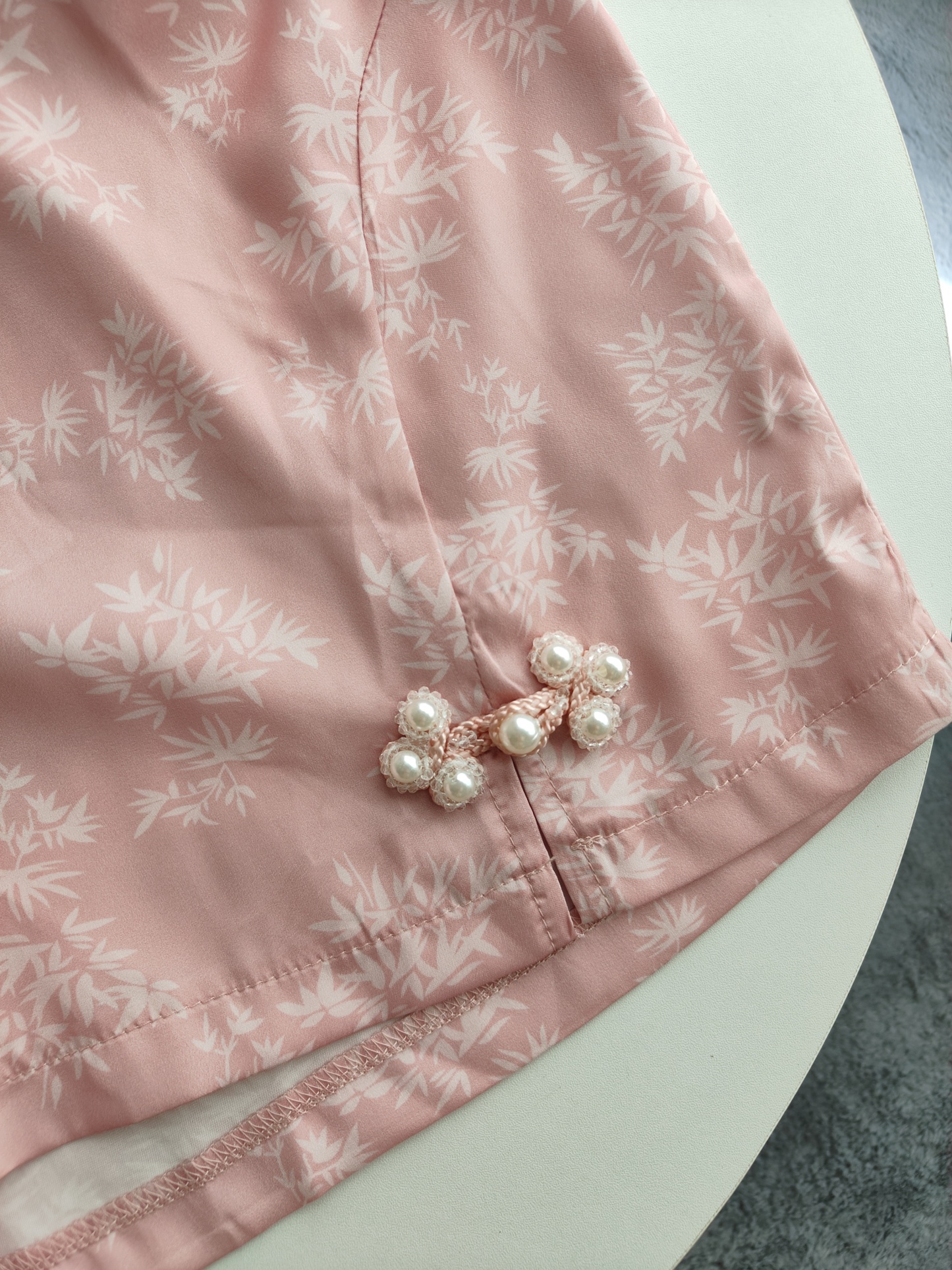 粉色花纹盘扣短裤*XL