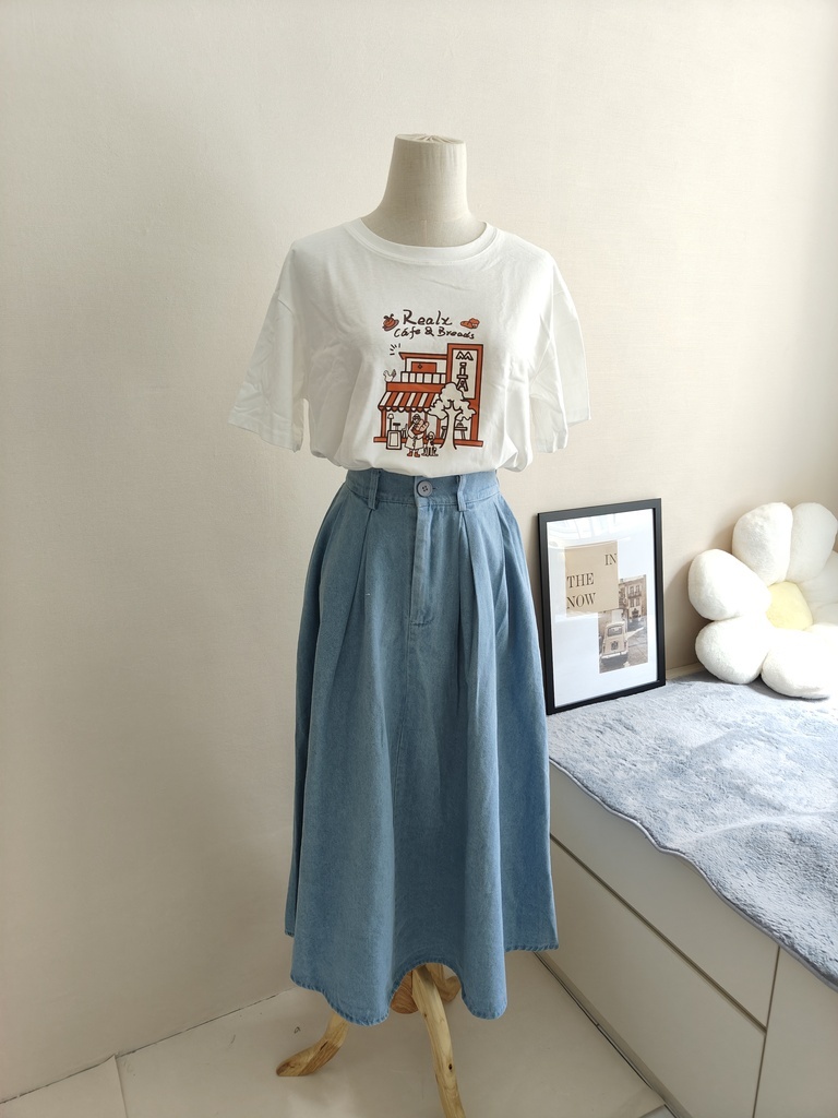 Classic A-Line Denim Midi Skirt 显瘦A字大摆牛仔半身裙*2色