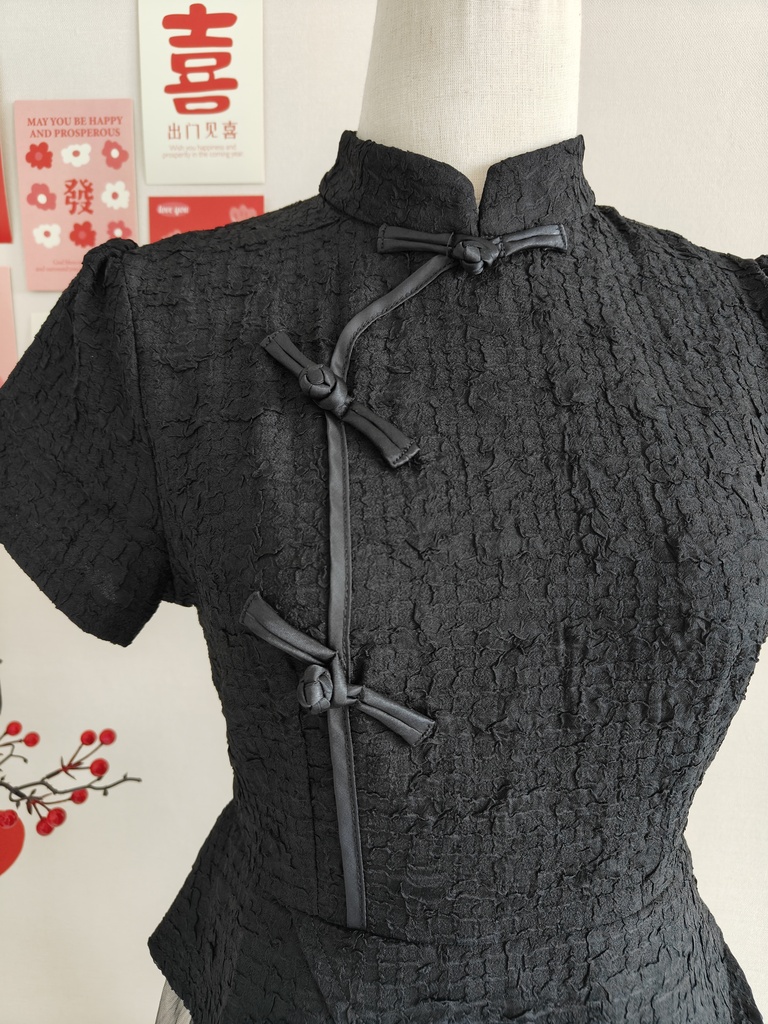  优雅复古印花假两件连身裙*Size L 