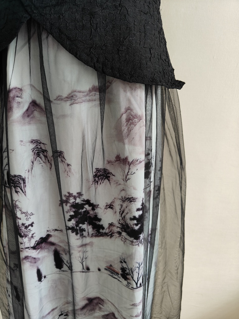  优雅复古印花假两件连身裙*Size L 