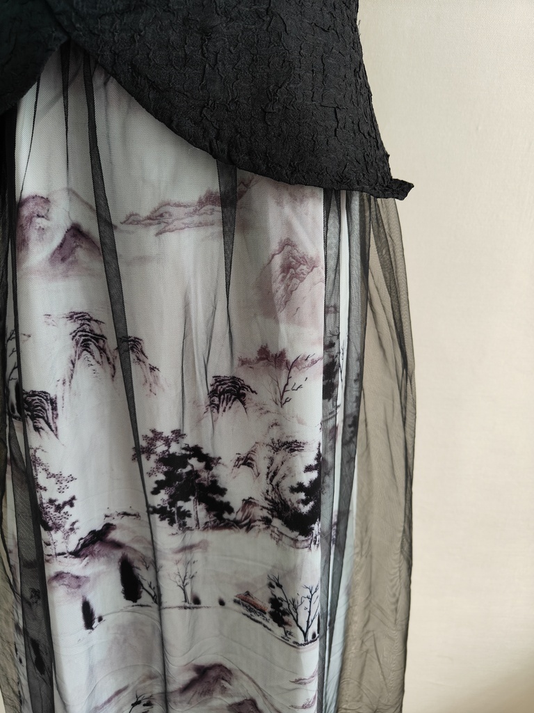  优雅复古印花假两件连身裙*Size L 