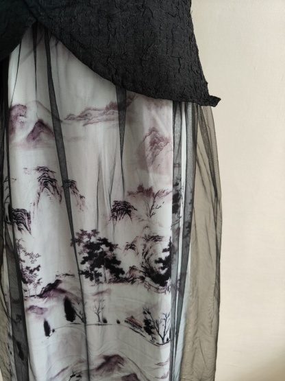  优雅复古印花假两件连身裙*Size L 