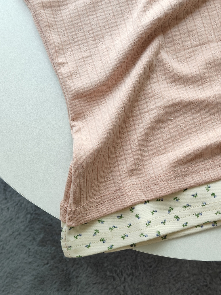 Faux Lace Floral Knit Top 假两件蕾丝碎花上衣*3色 