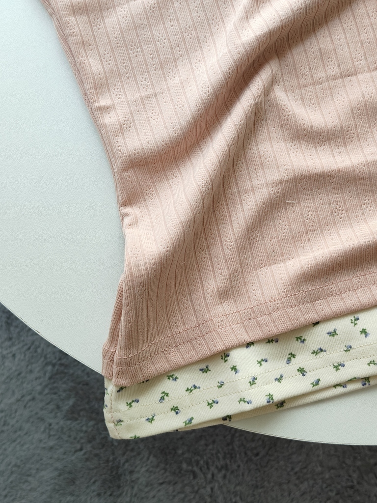 Faux Lace Floral Knit Top 假两件蕾丝碎花上衣*3色 