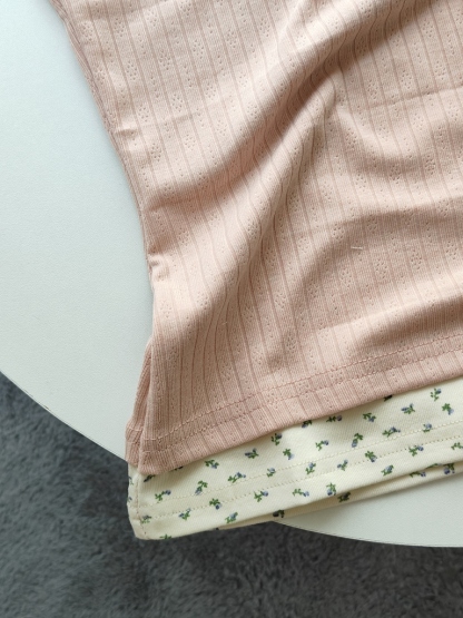 Faux Lace Floral Knit Top 假两件蕾丝碎花上衣*3色 