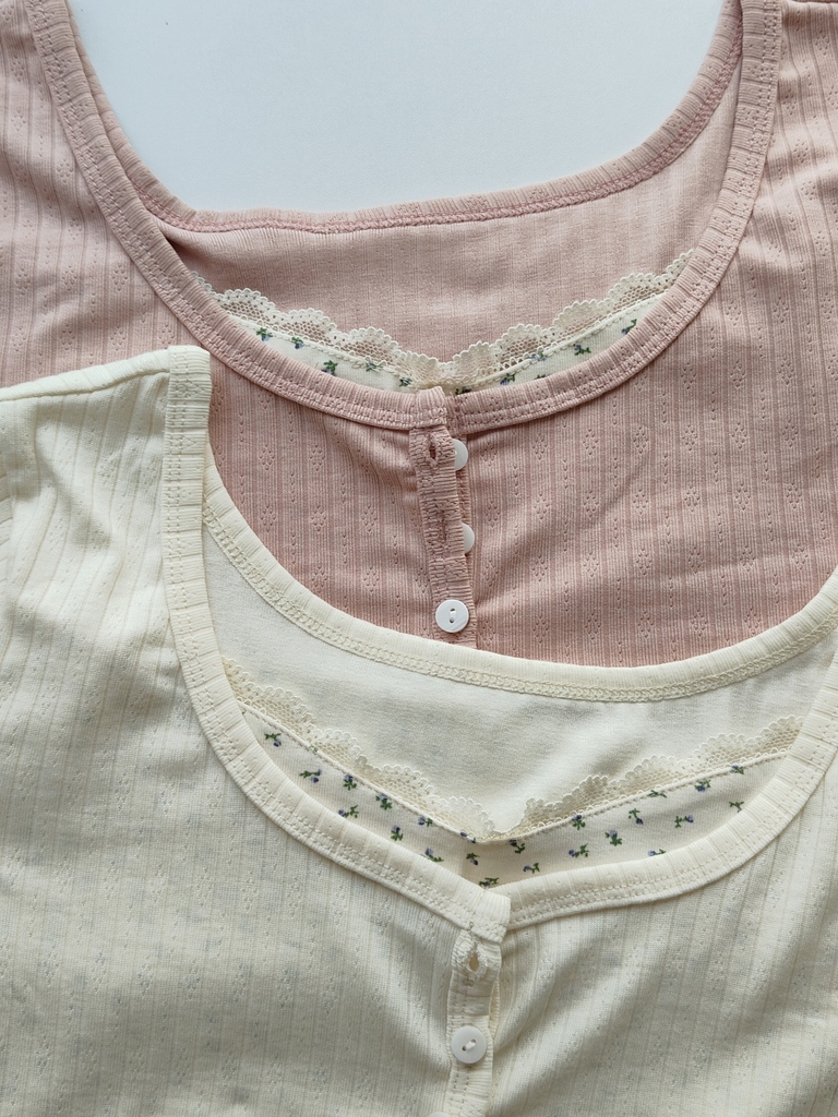 Faux Lace Floral Knit Top 假两件蕾丝碎花上衣*3色 