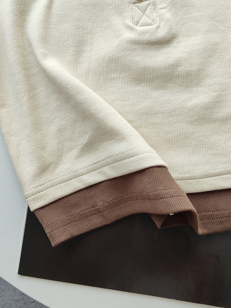 Faux Layered V-Neck Top 假两件V领上衣*4 Colors