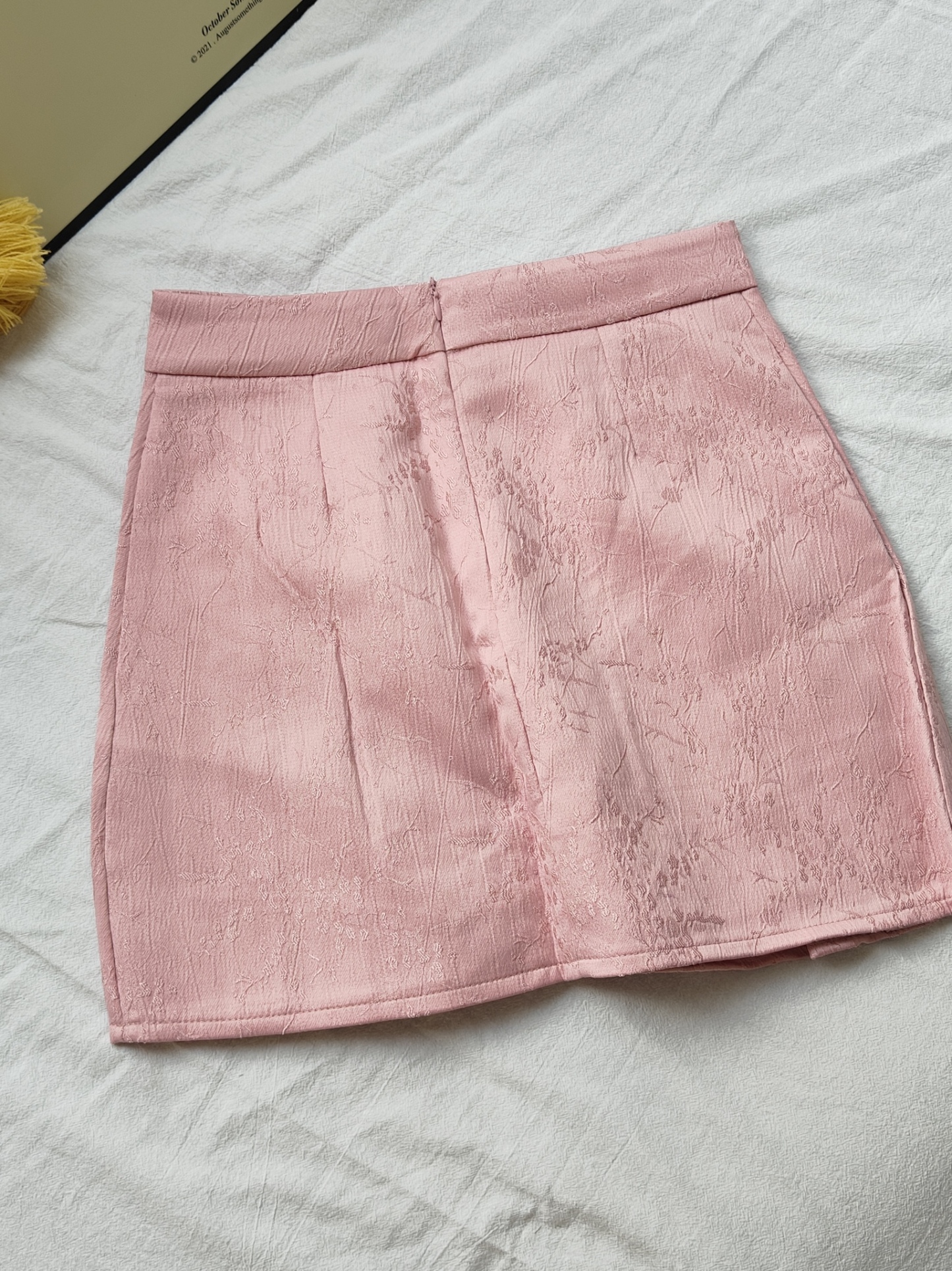 Floral Jacquard Tassel Pleated Short Skirt 提花流苏百褶裙短裙*pink S