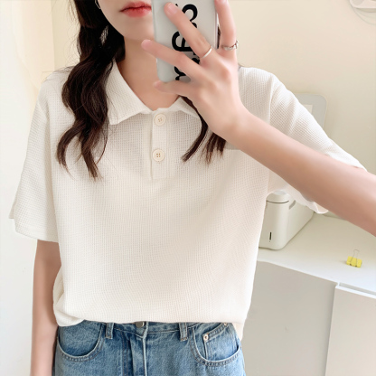 Oversized Waffle Polo Shirt 华夫格宽松Polo衫* 4 Colors