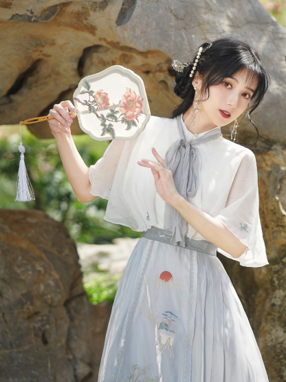 Celia Embroidered Dress with Shawl ✱大码✱汉元素绣花连衣裙+小披肩两件套
