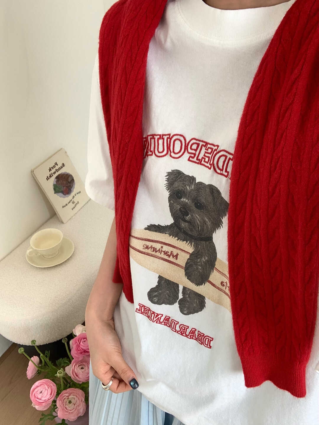 Skateboard Bear Print Oversized T-Shirt 滑板小熊✤ins小熊印花宽松T恤*2 Colors