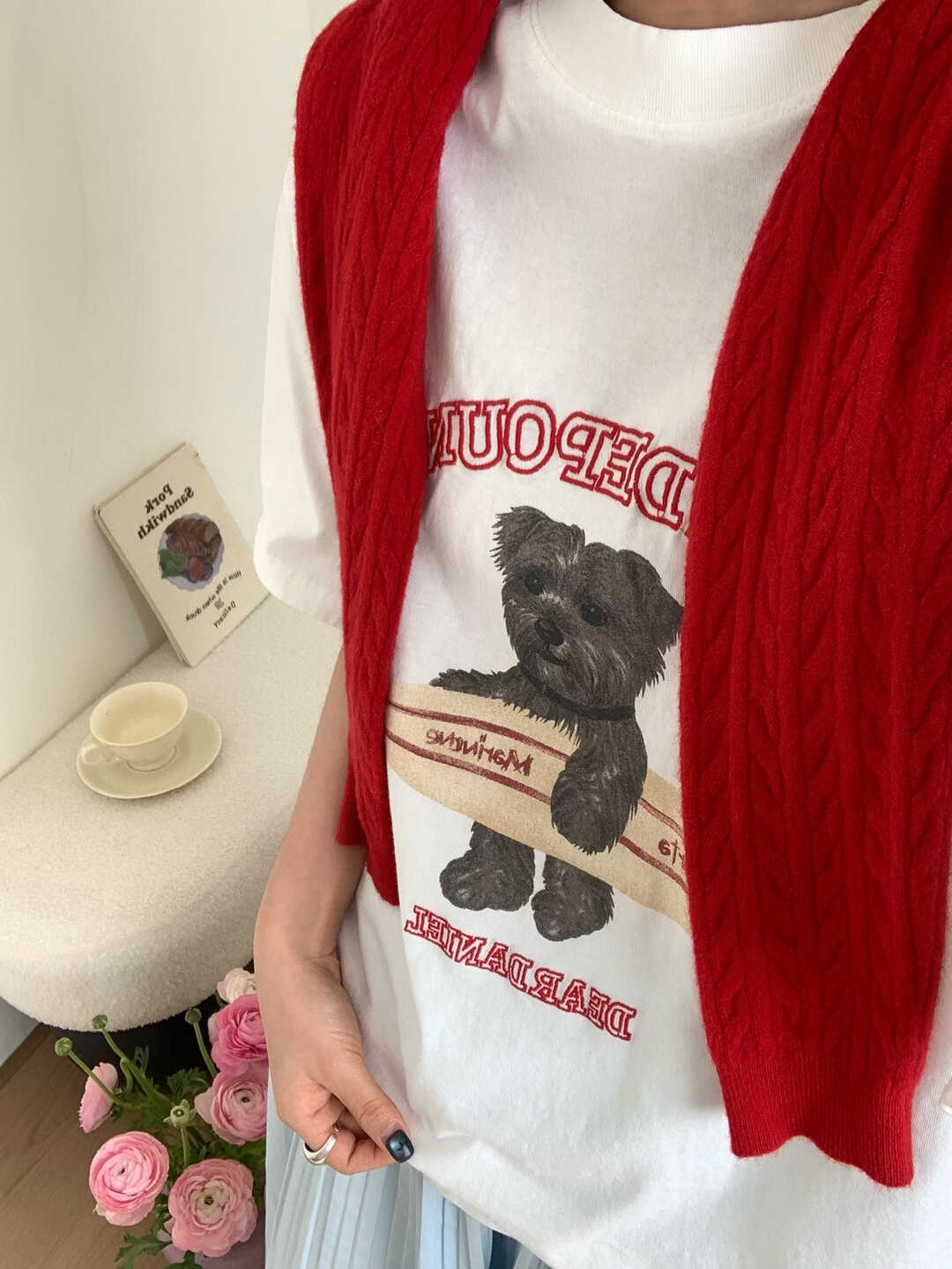 Skateboard Bear Print Oversized T-Shirt 滑板小熊✤ins小熊印花宽松T恤*2 Colors