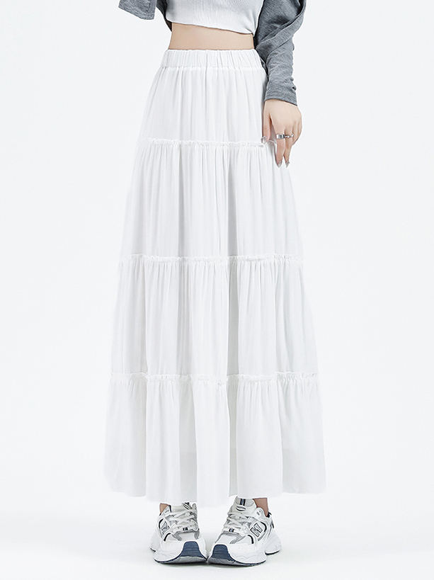 RINA Tiered Maxi Skirt 白色蛋糕裙