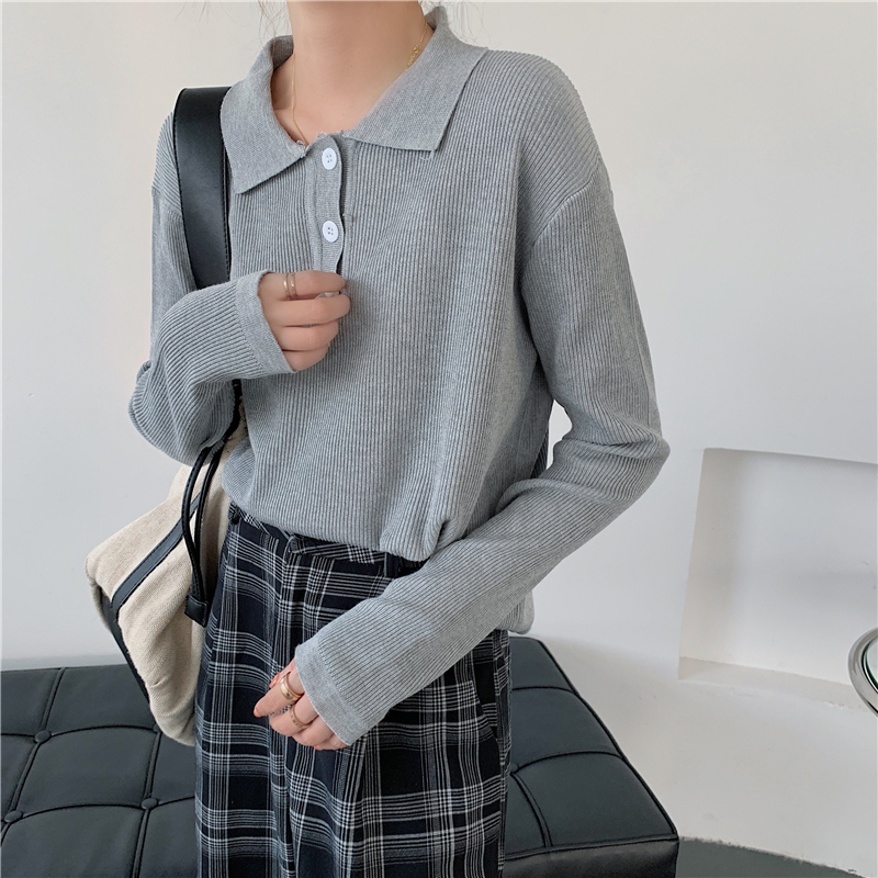 Buttoned Knit Top 纽扣设计针织长袖上衣*2Colors