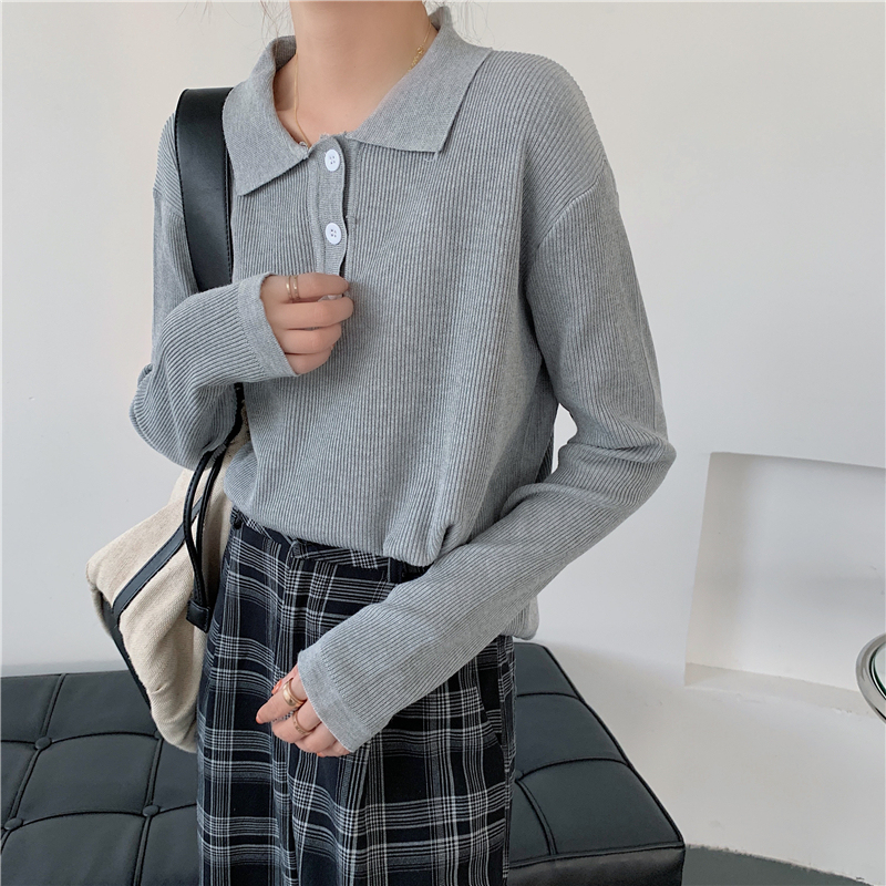 Buttoned Knit Top 纽扣设计针织长袖上衣