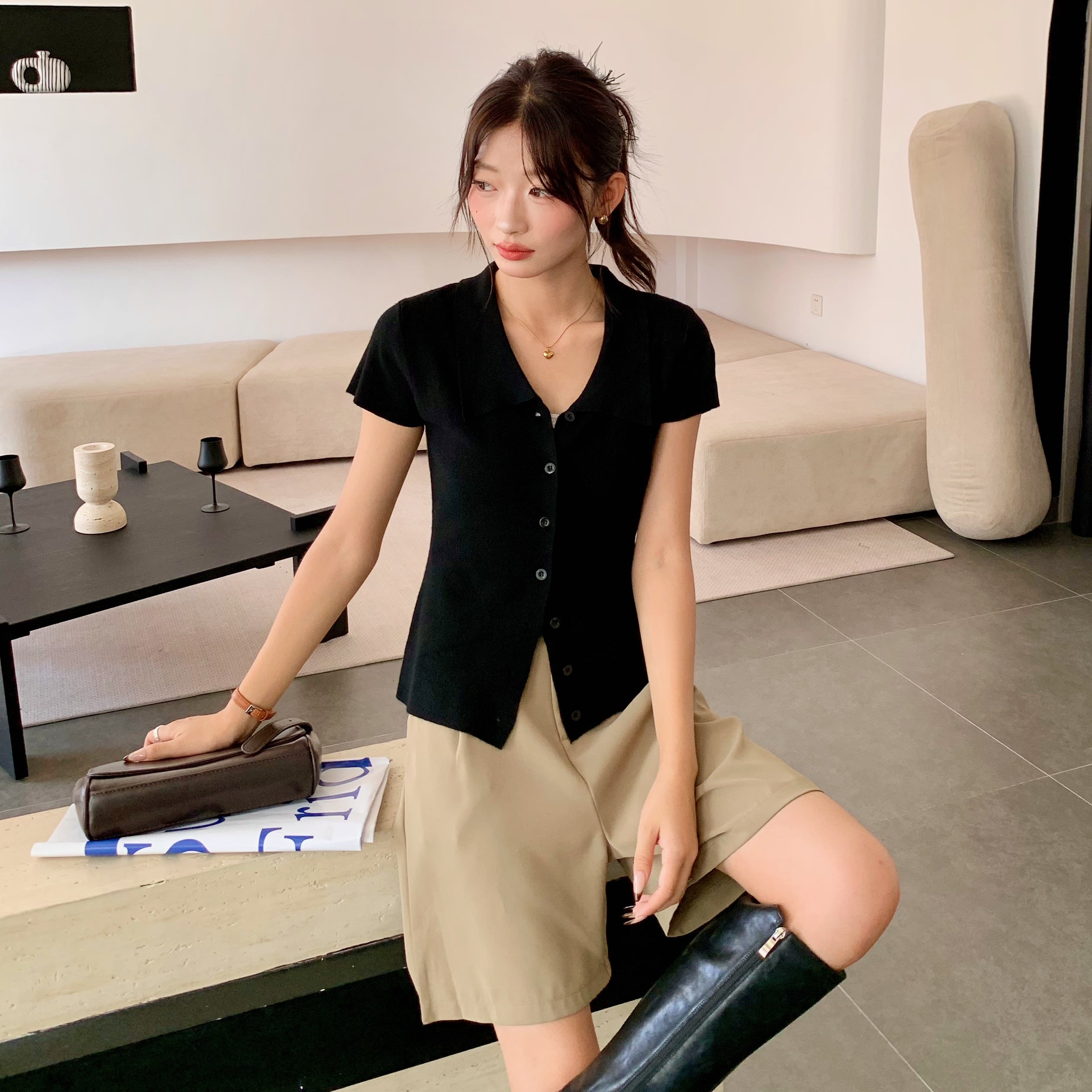 Classic Collared Button-Up Knit 翻领针织开衫*3 Colors