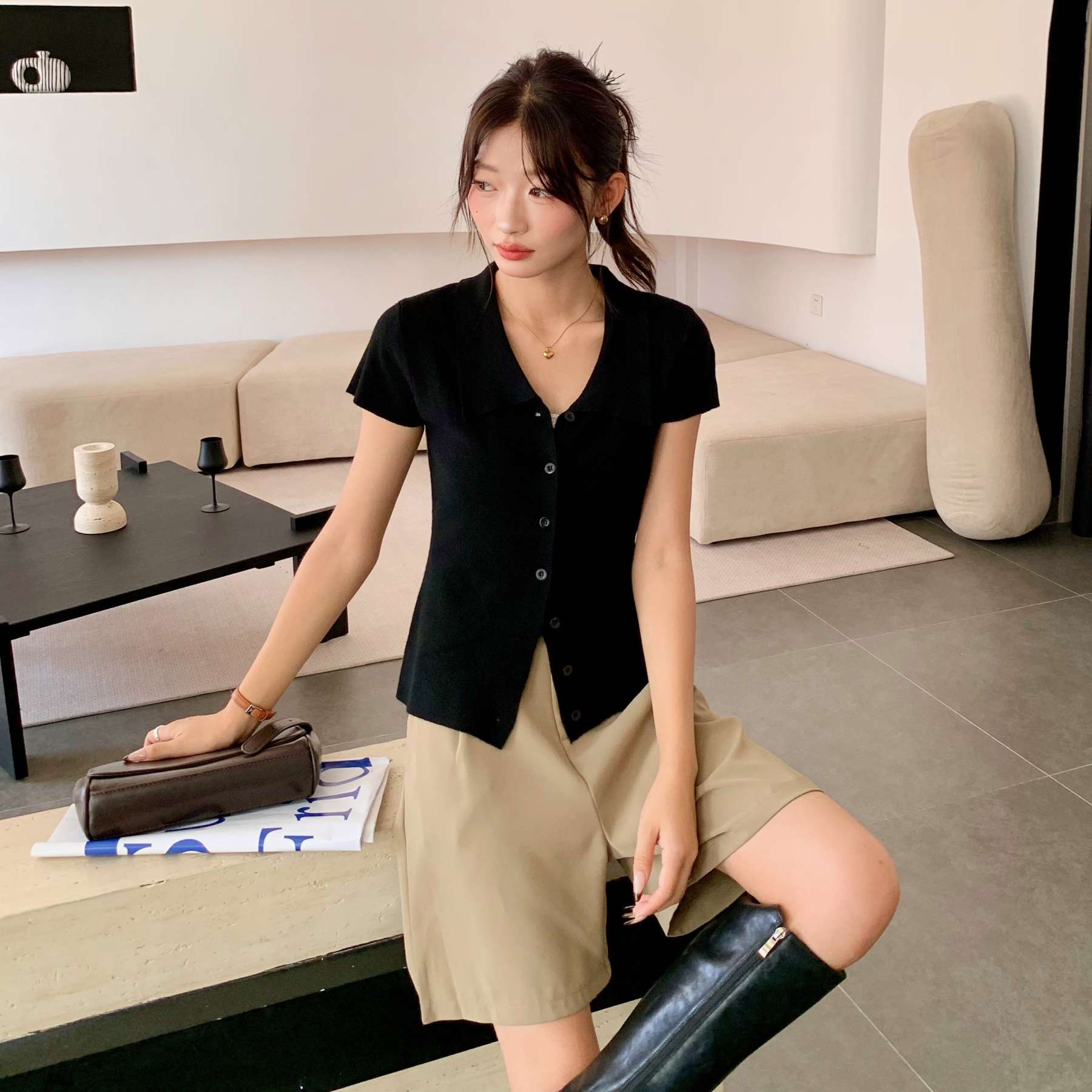 Classic Collared Button-Up Knit 翻领针织开衫*3 Colors