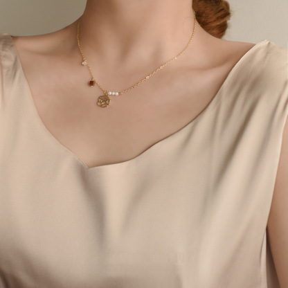 Classic Pearl Rose Blossom Necklace 温柔优雅珍珠玫瑰项链