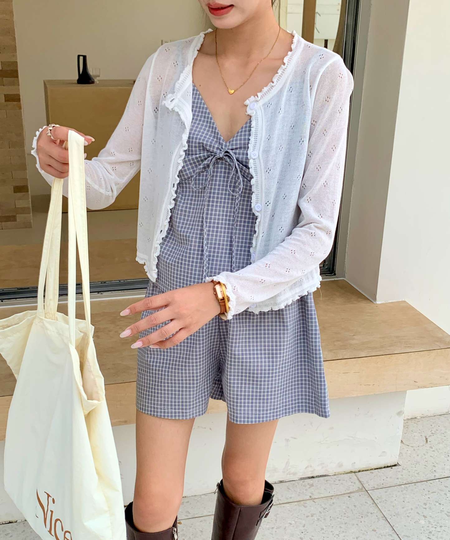 Chic Plaid Co-ord Set 格子吊带上衣短裤两件套*2 Colors