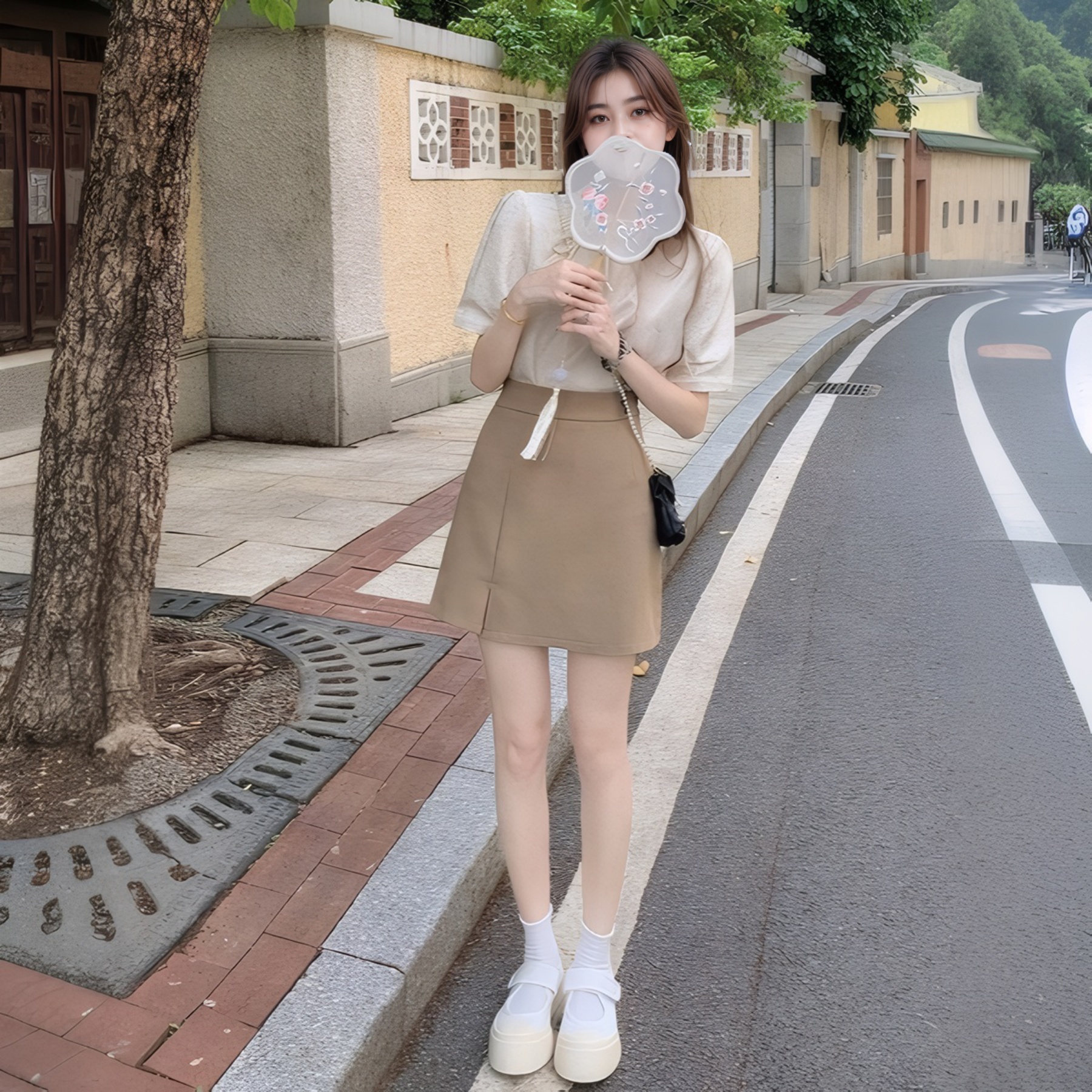 Beige Two-Piece Set茶系中式套装