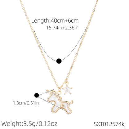 Year of the Horse Necklace Natural Shell Instant Wealth Clavicle Chain Fashion Versatile Neck Chain Zodiac Year Gift Little Horse Necklace