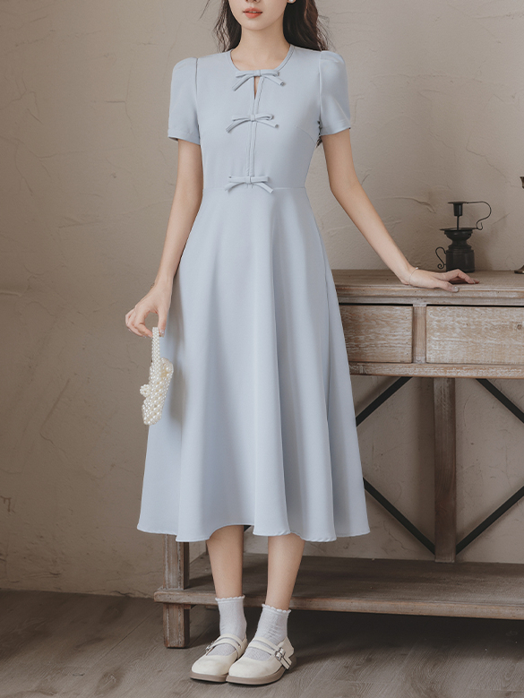 New Chinese Style Improved Cheongsam Dress Women's Summer High Sense Temperament Waist-Controlled Slimming Dress 50