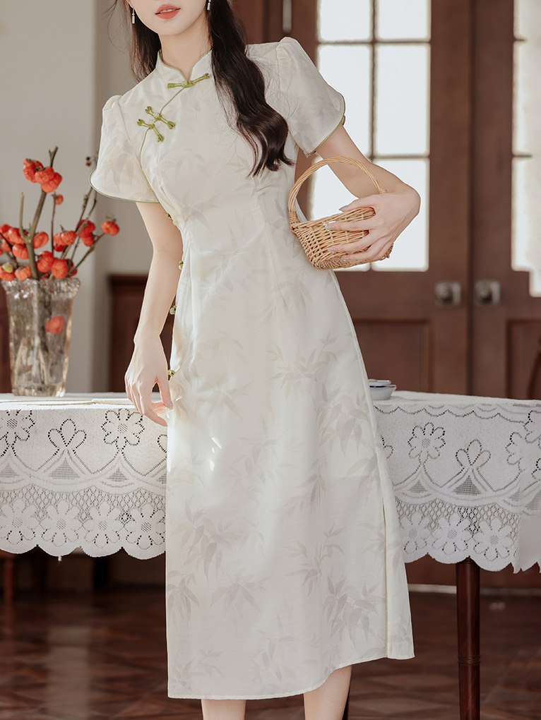 Bright Moon Bamboo New Chinese Improved Cheongsam Dress Women's Summer 2024 New Temperament Dress 50