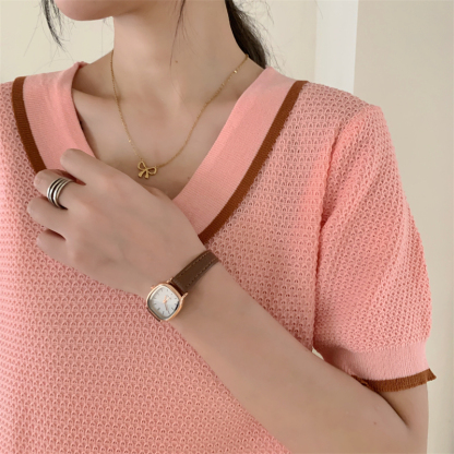 Calina Knit Top 斜方领针织上衣*4 Colors