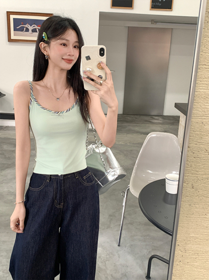 Dopamine Mint Green Top 薄荷绿拼接吊带背心