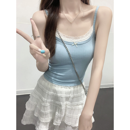 Double Tier Bow Strap Camisole 蝴蝶结双层吊带背心*3 Colors