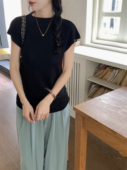 Semi-Turtleneck Pleated Knit Top 半高领褶皱设计针织上衣*5Colors