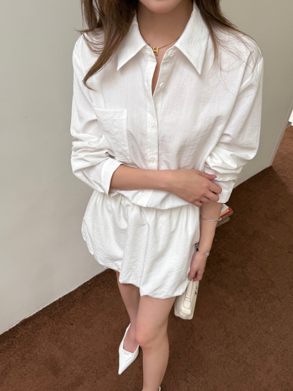 Camellia Shirt Bubble Dress 山茶白茉莉衬衫花苞连衣裙