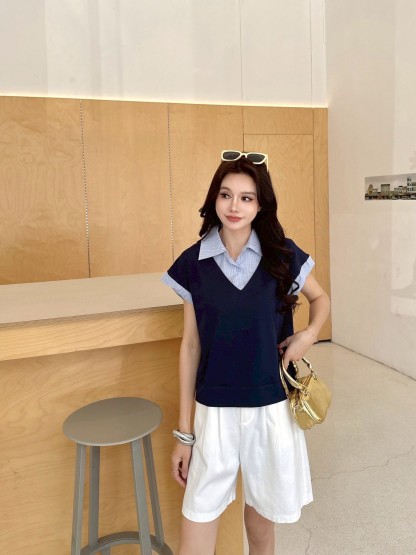 Fake two-piece college-style top