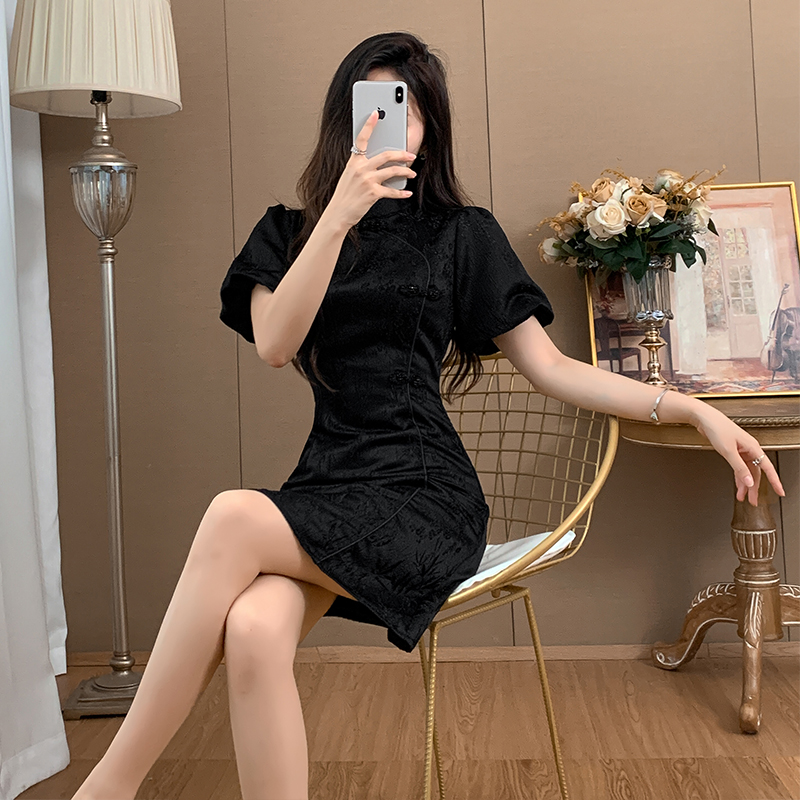 盘扣提花连身裙*2 Colors