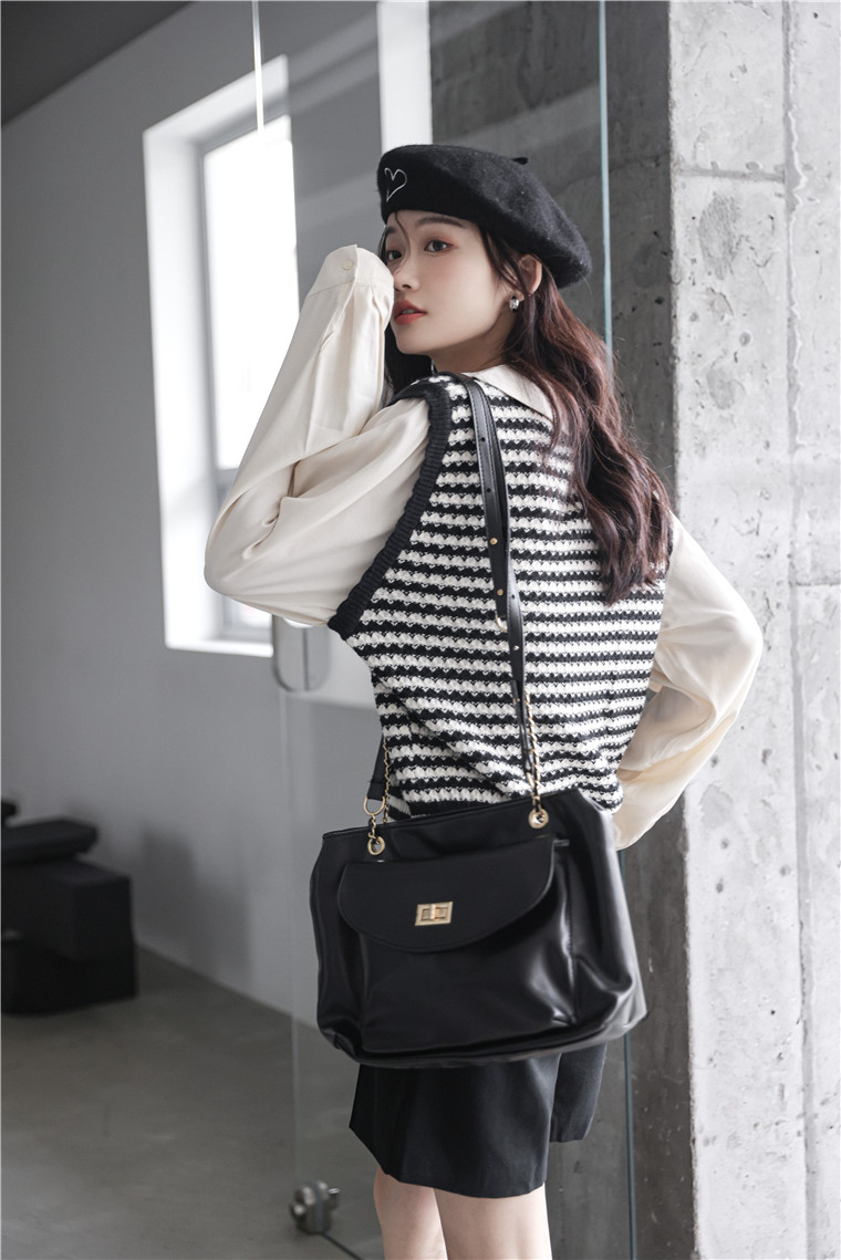 Faux Layered Knit Vest Shirt 知性小姐姐~假两件针织马甲长袖衬衫*2 Colors