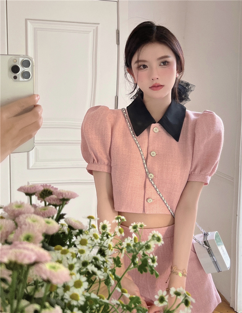 Chic Pink Tweed Suit Set 小香风女神粉色两件套