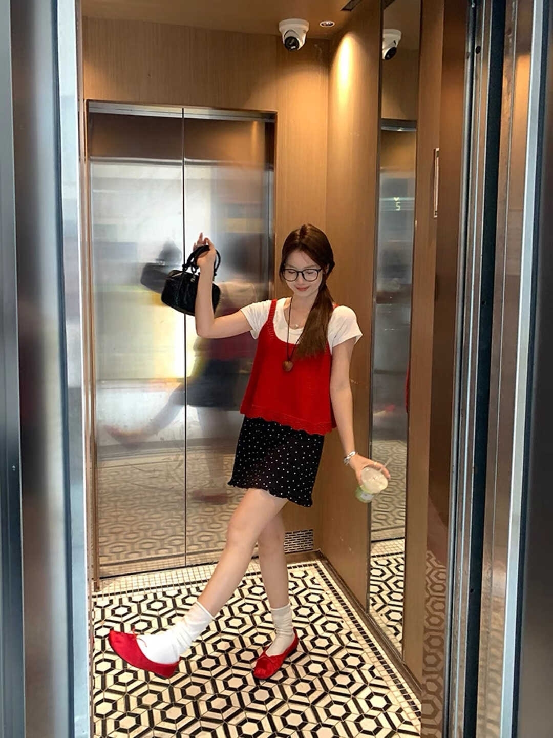 Ruffled Polka Dot Midi Skirt