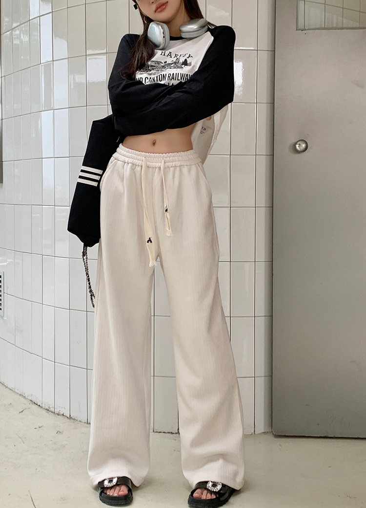 Cozy Knit Straight-leg Pants 软糯慵懒~系带针织直筒长裤