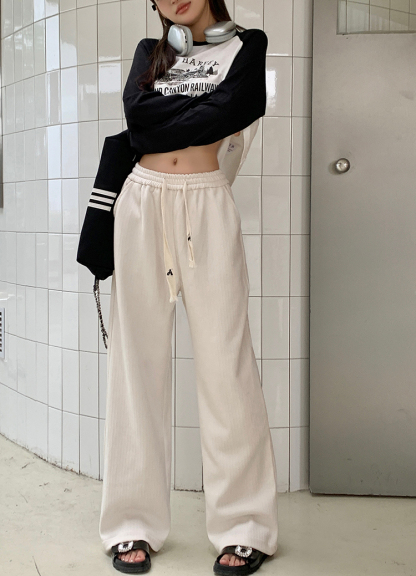 Cozy Knit Straight-leg Pants 软糯慵懒~系带针织直筒长裤