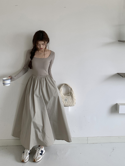 Fiona Long Sleeve Knitted Dress 方领长袖针织连衣裙*2 Colors 