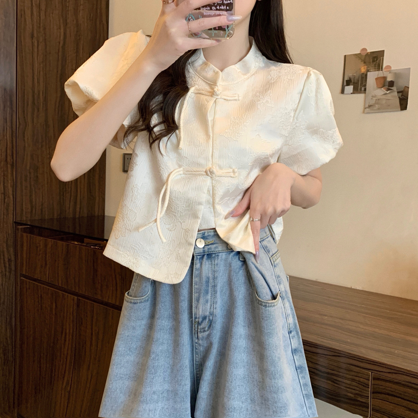 提花泡泡袖衬衫 Jacquard Puff Sleeve Top*5 Colors