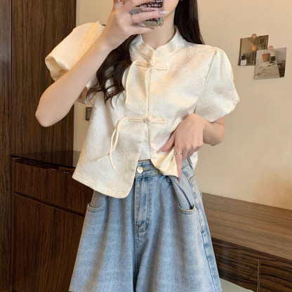 提花泡泡袖衬衫 Jacquard Puff Sleeve Top*5 Colors