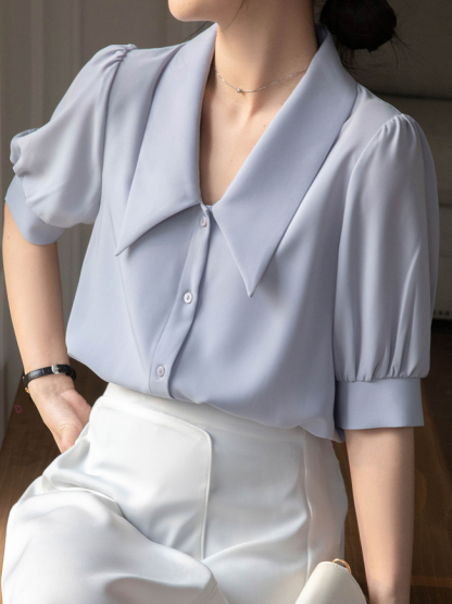 Real Shot 2024 Summer New White Shirt High-Grade Temperament Top Design Sense Niche Chic Long Sleeve Shirt for Women