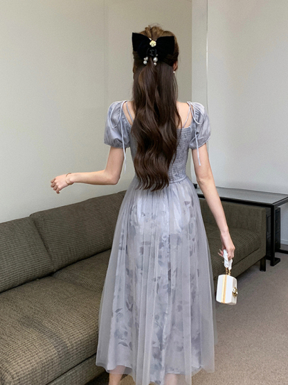 Romantic Ruched Tulle Dress 温柔系褶皱拼接网纱连衣裙*2Colors